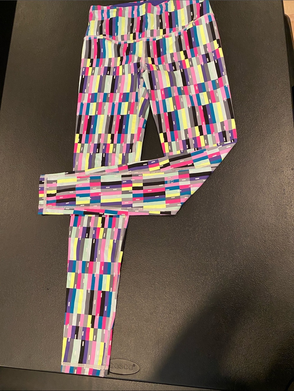 Woman’s Multicolor Geometric Active Leggings with glow in the dark accents